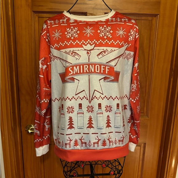 Unisex Smirnoff Vodka Ugly Sweater/Sweatshirt, Medium, Red & White - Picture 1 of 8
